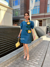 Load image into Gallery viewer, Maya dress in 3D flowers multicolor
