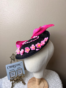 Black pink bow fuchsia  with cherry flowers