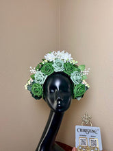 Load image into Gallery viewer, Green rose headpiece
