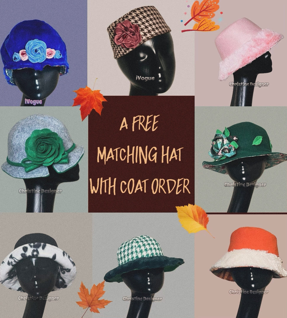Hat matching coat by Christine Kennedy, Christine Designer