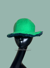 Load image into Gallery viewer, Free Romantic  green fur hat matching coat, unique handmade -lined lighter green flannel
