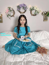 Load image into Gallery viewer, Lily Dress in &quot;AQUA&quot; Blue cotton - Shop women style vintage, Audrey Hepburn jackets online -Christine
