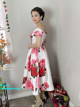 Load image into Gallery viewer, Diana Dress in Roses Taffeta - Shop women style vintage, Audrey Hepburn jackets online -Christine
