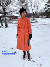 Load image into Gallery viewer, Audrey coat in Tweed patterns Orange  free matching pink dress size S - Shop women style vintage, Audrey Hepburn jackets online -Christine
