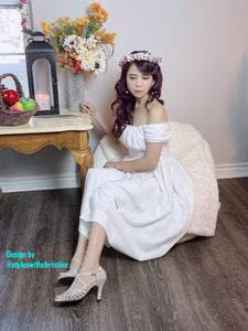 Caroline Dress in White solid cotton size S - Shop women style vintage, Audrey Hepburn jackets online -Christine