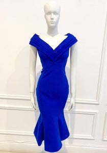 Mary dress in solid Blue - Shop women style vintage, Audrey Hepburn jackets online -Christine