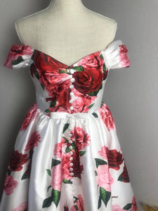 Diana Dress in Roses Taffeta - Shop women style vintage, Audrey Hepburn jackets online -Christine