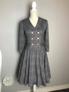 Louis Collar suit in plaid patterns - Shop women style vintage, Audrey Hepburn jackets online -Christine