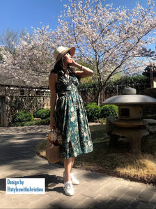 Marilyn Dress in Chiffon bloom flowers - Shop women style vintage, Audrey Hepburn jackets online -Christine