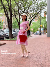 Load image into Gallery viewer, Elisa Dress in Gingham pink linen - Shop women style vintage, Audrey Hepburn jackets online -Christine
