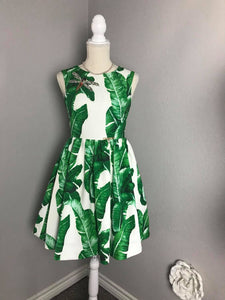 Audrey Dress in Banana Leaf Dragonfly gemstones brooch - Shop women style vintage, Audrey Hepburn jackets online -Christine