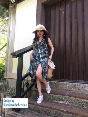 Marilyn Dress in Chiffon bloom flowers - Shop women style vintage, Audrey Hepburn jackets online -Christine