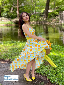 Juliet Dress in Lemon Print cotton size S - Shop women style vintage, Audrey Hepburn jackets online -Christine