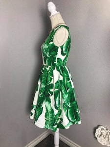 Audrey Dress in Banana Leaf Dragonfly gemstones brooch - Shop women style vintage, Audrey Hepburn jackets online -Christine
