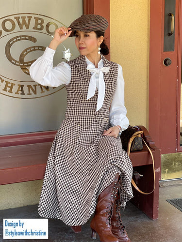Lolita waistcoat suit in Tweed white blouse - Shop women style vintage, Audrey Hepburn jackets online -Christine