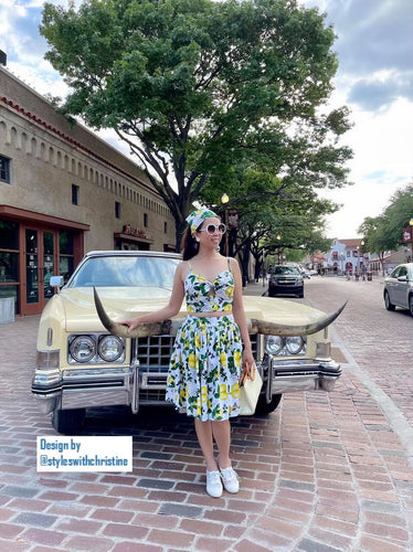 Julie skirt matching top in Lemon Print cotton size S - Shop women style vintage, Audrey Hepburn jackets online -Christine