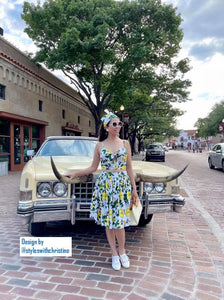 Julie skirt matching top in Lemon Print cotton size S - Shop women style vintage, Audrey Hepburn jackets online -Christine
