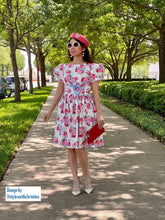 Load image into Gallery viewer, Bella Dress in Rose blooms cotton size S - Shop women style vintage, Audrey Hepburn jackets online -Christine
