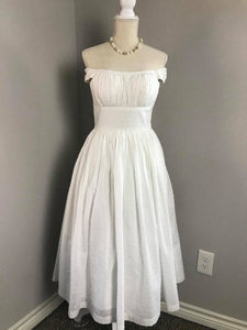 Caroline Dress in White cotton - Shop women style vintage, Audrey Hepburn jackets online -Christine