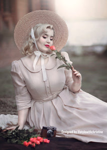 Kennedy Dress in Linen sand pink