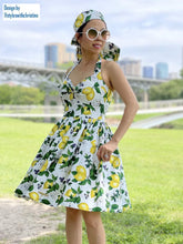Load image into Gallery viewer, May Dress in Lemon Print cotton - Shop women style vintage, Audrey Hepburn jackets online -Christine
