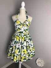 Load image into Gallery viewer, May Dress in Lemon Print cotton - Shop women style vintage, Audrey Hepburn jackets online -Christine
