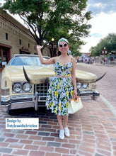 Load image into Gallery viewer, Julie skirt matching top in Lemon Print cotton - Shop women style vintage, Audrey Hepburn jackets online -Christine
