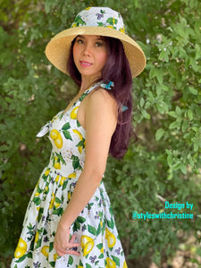 May Dress in Lemon Print cotton size S - Shop women style vintage, Audrey Hepburn jackets online -Christine