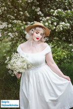 Load image into Gallery viewer, Caroline Dress in White cotton - Shop women style vintage, Audrey Hepburn jackets online -Christine
