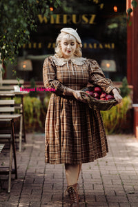 Loren Dress in Autumn Plaid Brown