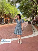 Load image into Gallery viewer, Angela Dress in Green tartan linen size S - Shop women style vintage, Audrey Hepburn jackets online -Christine

