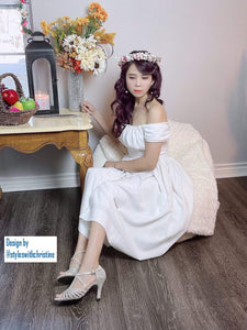 Caroline Dress in White cotton - Shop women style vintage, Audrey Hepburn jackets online -Christine