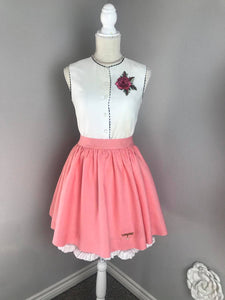 Julie skirt in Pink matching white top Linen - Shop women style vintage, Audrey Hepburn jackets online -Christine