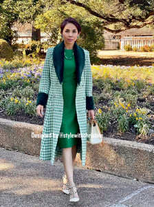 Ada Coat in Hounds Tooths green