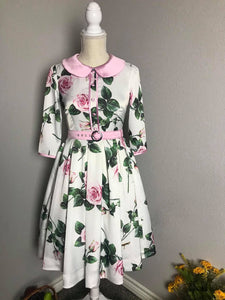 Kennedy Dress in Roses Silk - Shop women style vintage, Audrey Hepburn jackets online -Christine