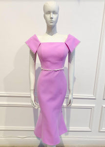 Grace dress in powder purple solid cotton Size XL - Shop women style vintage, Audrey Hepburn jackets online -Christine