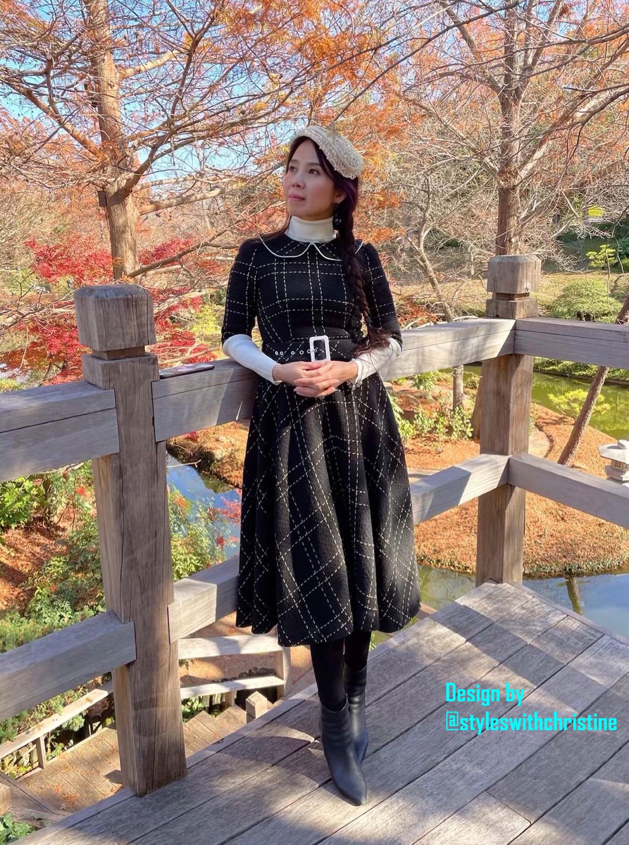 Meghan Dress in Tweed plaid patterns size S - Shop women style vintage, Audrey Hepburn jackets online -Christine