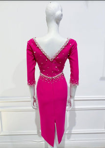 Andrea dress in solid lotus pink - Shop women style vintage, Audrey Hepburn jackets online -Christine