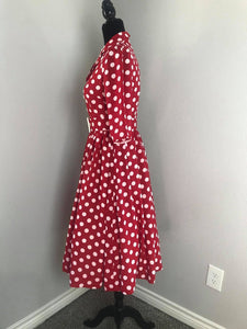 Kathy Dress in Red White Polka Dots - Shop women style vintage, Audrey Hepburn jackets online -Christine