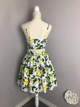 Load image into Gallery viewer, Julie skirt matching top in Lemon Print cotton size S - Shop women style vintage, Audrey Hepburn jackets online -Christine
