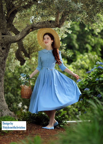 Kennedy Dress in Linen - Shop women style vintage, Audrey Hepburn jackets online -Christine