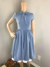 Load image into Gallery viewer, Kate Dress in Solid Blue Cotton - Shop women style vintage, Audrey Hepburn jackets online -Christine
