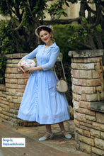 Load image into Gallery viewer, Kathy Dress in light blue cotton - Shop women style vintage, Audrey Hepburn jackets online -Christine

